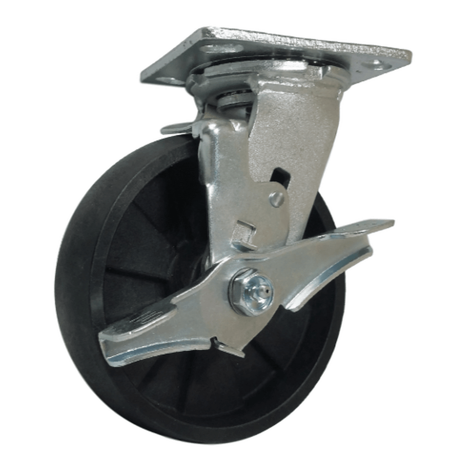 6" x 2" MaxRok Wheel Swivel Caster w/ Top Lock Brake - 1200 lbs. Capacity - Durable Superior Casters