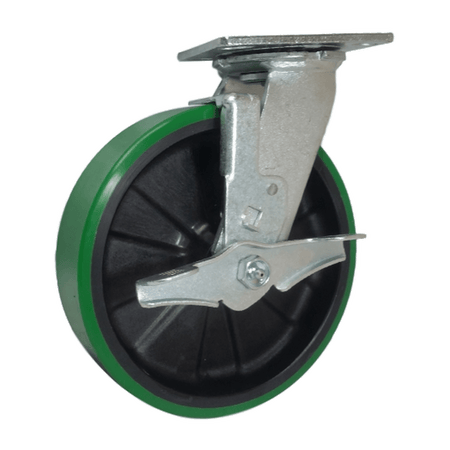 8" x 2" Polyon MaxRok Swivel Caster w/ Top Lock Brake - 1250 lbs. Cap. - Durable Superior Casters