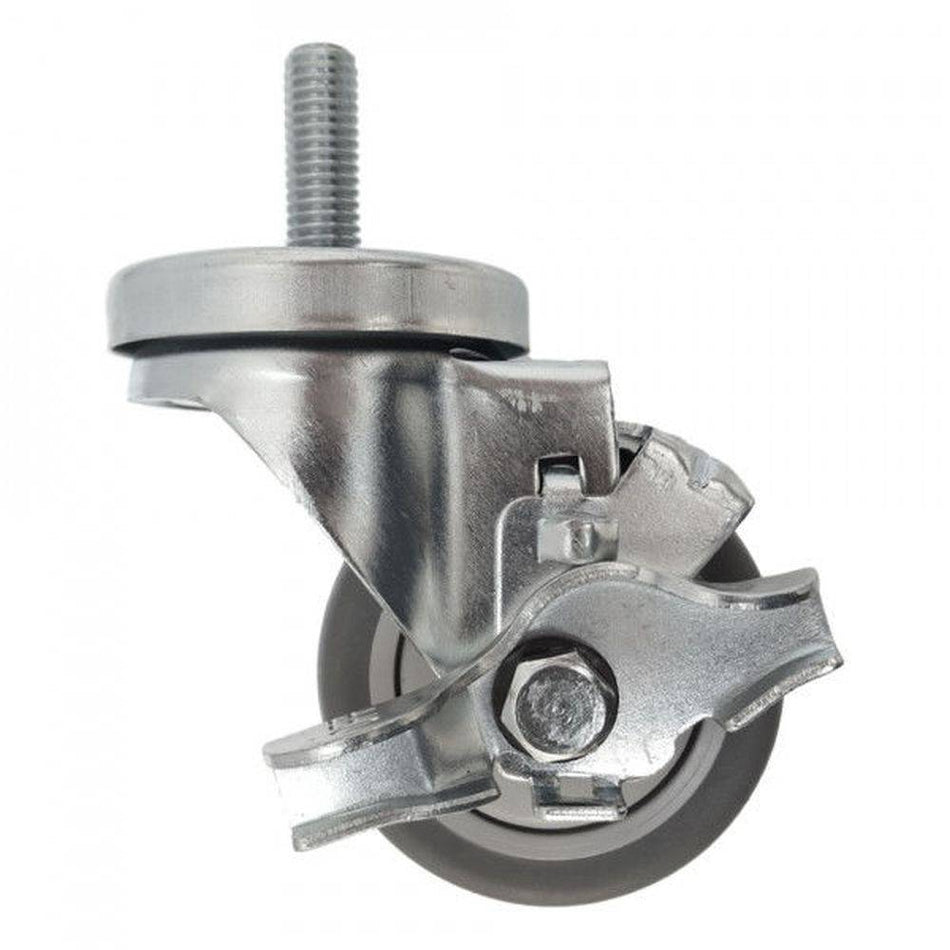 3" x 1-1/4" Thermo-Pro Threaded Swivel Stem Caster, Brake (1/2") 210 lbs. Cap - Durable Superior Casters