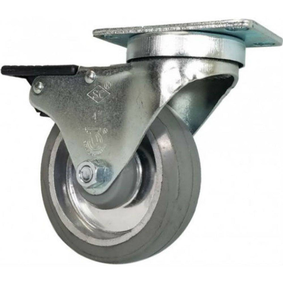 5" X 1-1/4" Mold-On Rubber Aluminum Swivel Caster, Total-Lock Brake - Durable Superior Casters