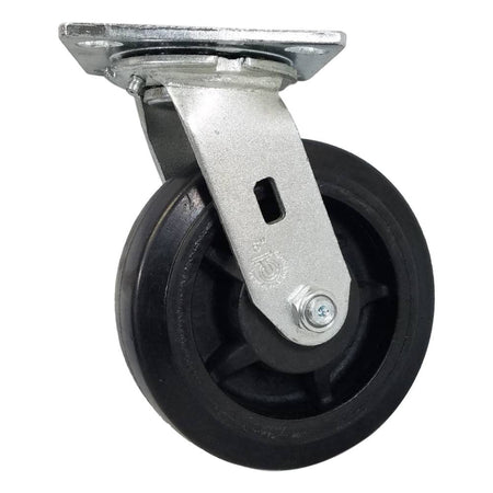 6" x 2" Rubber On Nylon Swivel Caster (Precision Bearing) - 550 lbs. Cap. - Durable Superior Casters