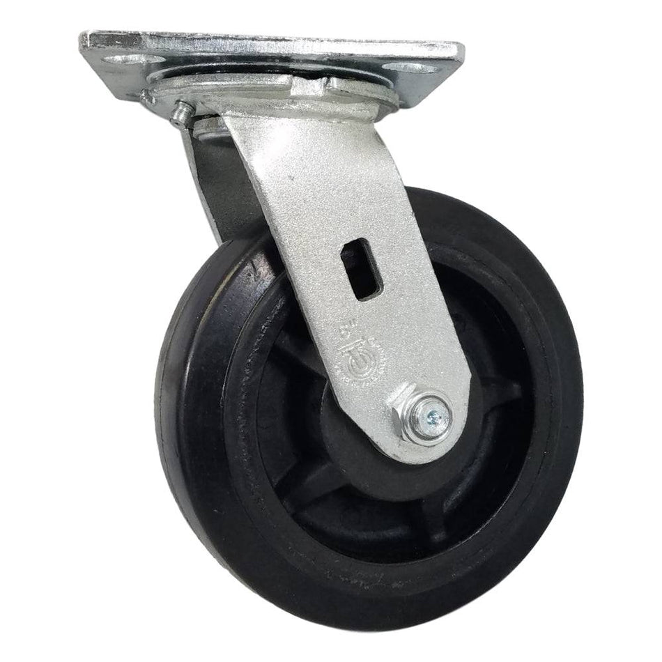 6" x 2" Rubber On Nylon Swivel Caster (Precision Bearing) - Durable Superior Casters