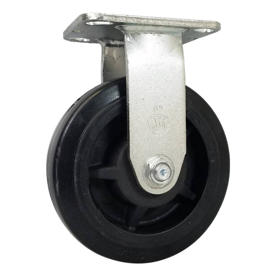 6" x 2" Rubber On Nylon Rigid Caster ( Precision Bearing) - 550 lbs. Cap. - Durable Superior Casters