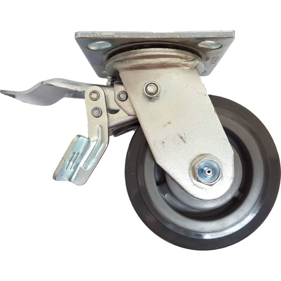 5" x 2" Polymadic Wheel Swivel Caster w/ Dual Pedal Brake - Durable Superior Casters - product view 1