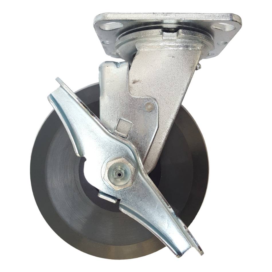 6" x 2" Ergolastomer Wheel Swivel Caster W/ Brake - Durable Superior Casters