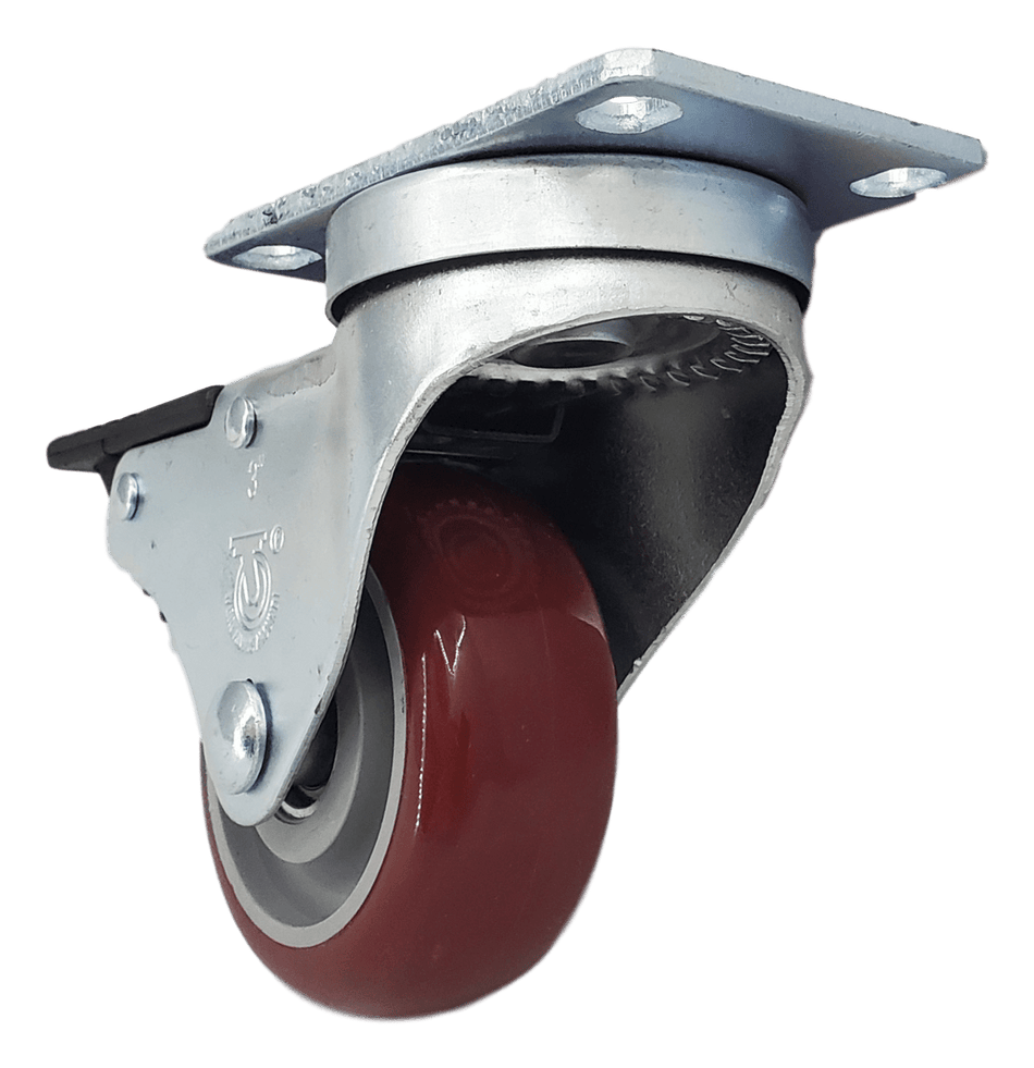 3" x 1-1/4" Polymadic Wheel Swivel Caster w/ Total Lock Brake - Durable Superior Casters - product view 2