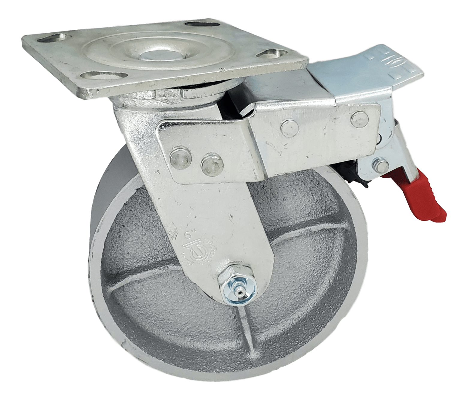 6" x 2" Semi-Steel Wheel Swivel Caster w/ Total Lock Brake - 1200 lbs. Cap. - Durable Superior Casters