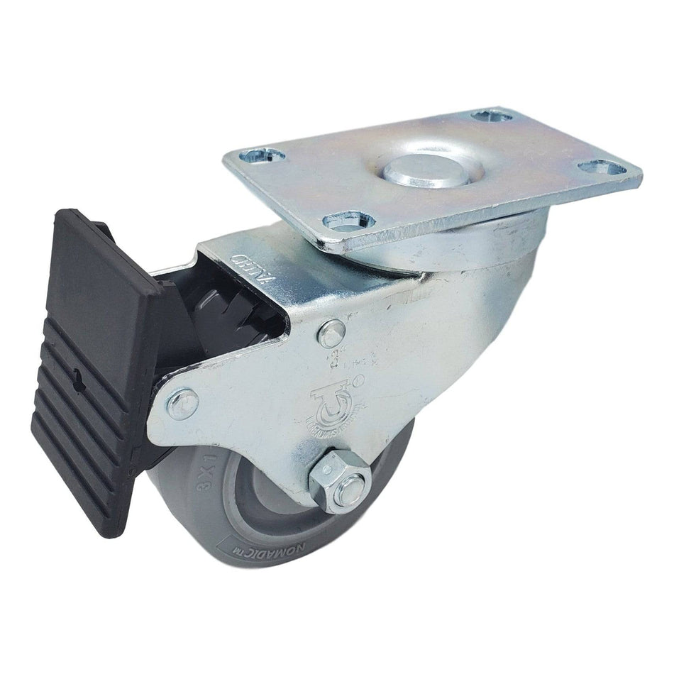 3" x 1-1/4" Nomadic Wheel Swivel Caster w/ Total-Lock Brake- 300 lbs. Capacity - Durable Superior Casters - product view 2