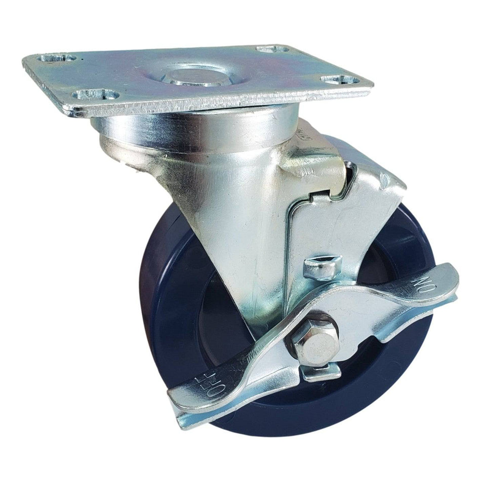4" x 1-1/4" DuraLastomer Wheel Swivel Caster w/Top Lock Brake - Durable Superior Casters - product view 1