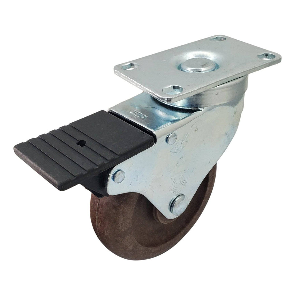 4" x 1-1/4" High Temp. Brimstone Wheel Swivel Caster w/ Total Lock Brake- 300 Lbs. Capacity - Durable Superior Casters -