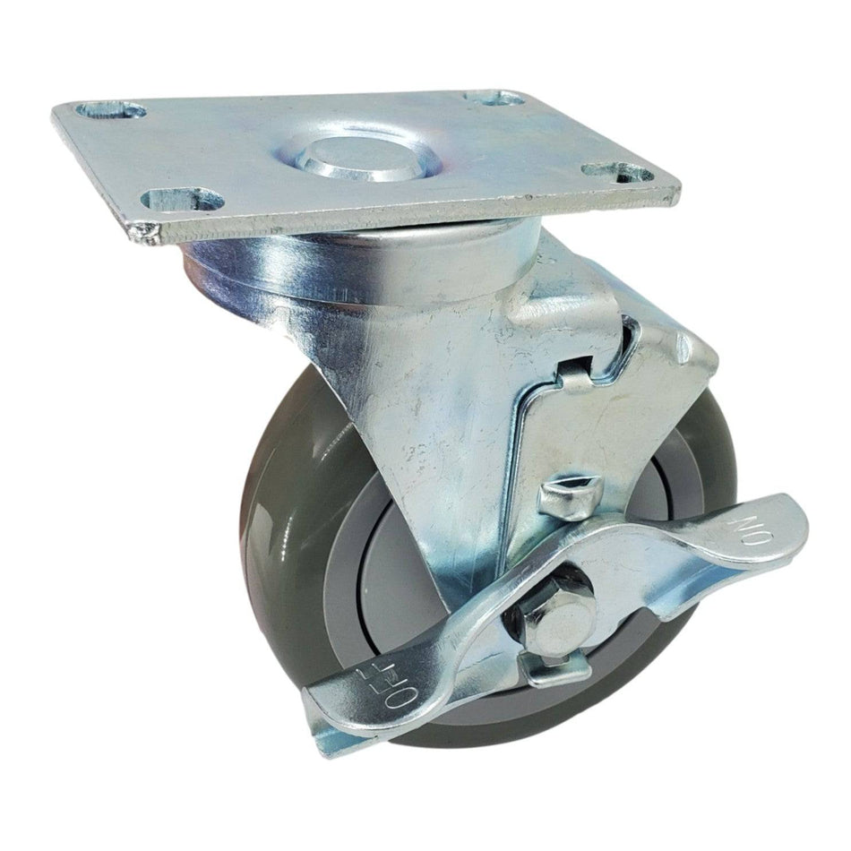 4" x 1-1/4" Poly-Pro Wheel Swivel Caster w/ Top Lock Brake- 350 lbs. capacity - Durable Superior Casters - product view 1
