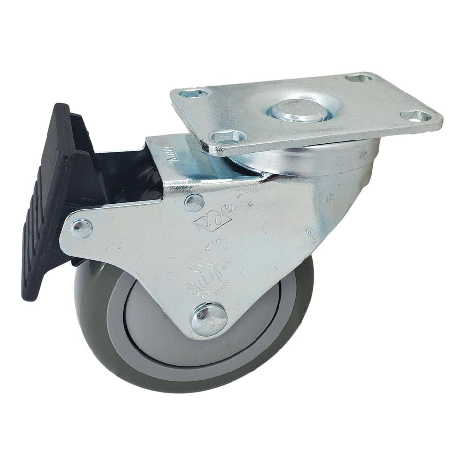 4" x 1-1/4" Poly-Pro Wheel Swivel Caster w/Total Lock Brake- 350 lbs. capacity - Durable Superior Casters - product view 2