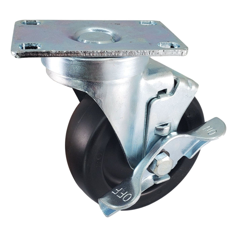 4" x 1-1/4" Polyolefin Wheel Swivel Caster w/ Top Lock Brake - Durable Superior Casters - product view 1