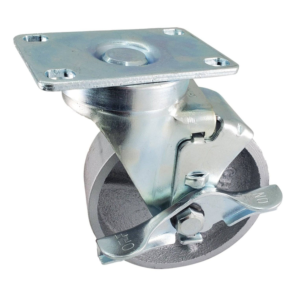 4" x 1-1/4" Semi-Steel Wheel Swivel Caster w/ Top Lock Brake - Durable Superior Casters - product view 1