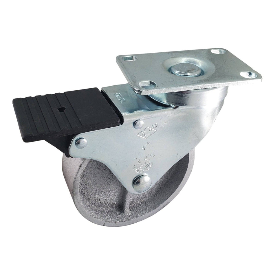 4" x 1-1/4" Semi-Steel Wheel Swivel Caster w/ Total Lock Brake - Durable Superior Casters - product view 1