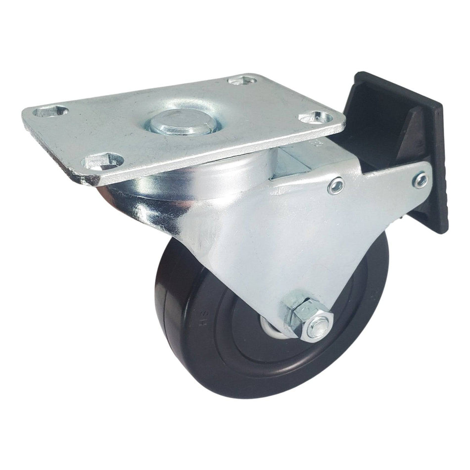 4" x 1-1/4" Soft Rubber Wheel Swivel Caster w/ Total Lock Brake - Durable Superior Casters - product view 2