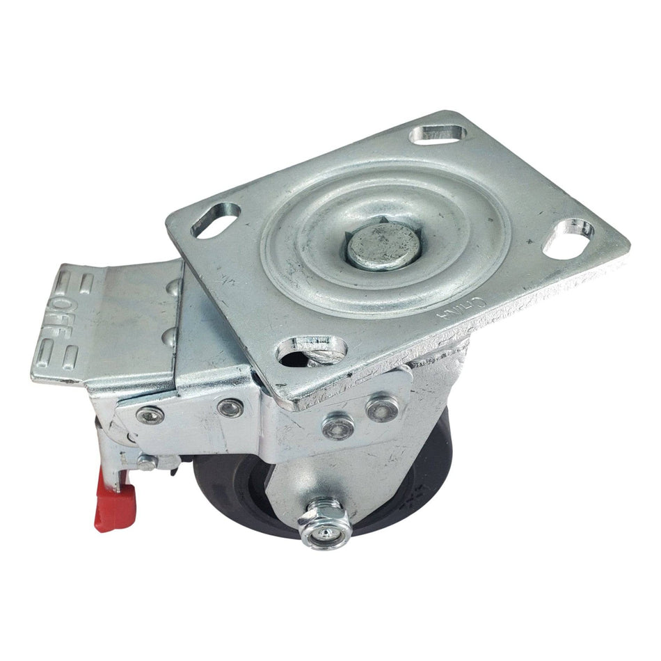 4" x 2" Mold-On Rubber Cast Swivel Caster w/ Total Lock Brake - Durable Superior Casters - product view 2