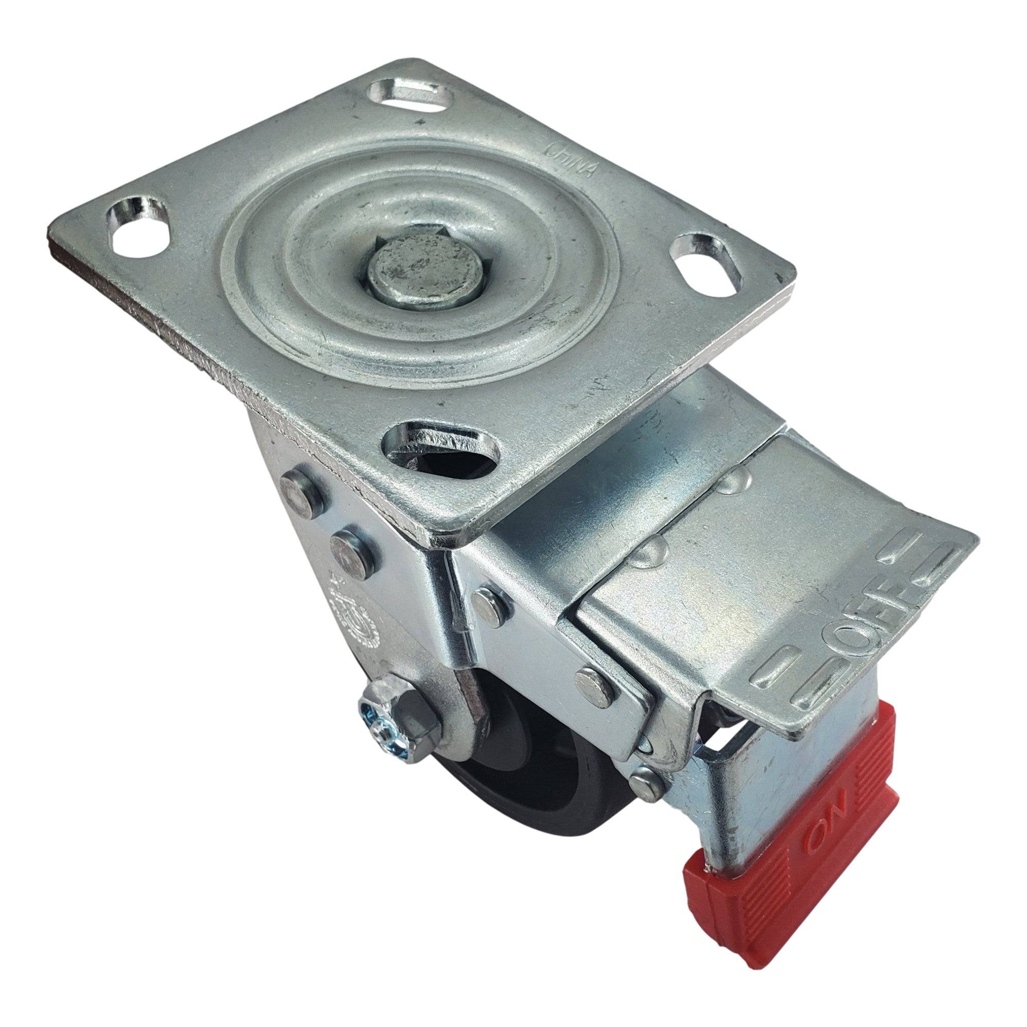 4" x 2" MaxRok Wheel Swivel Caster w/ Total-Lock Brake - 800 lbs. Capacity - Durable Superior Casters