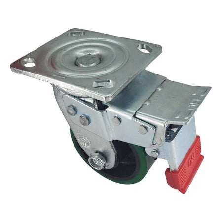 4" x 2" Polyon Cast Wheel Swivel Caster w/ Total Lock Brake - 800 lbs. Cap. - Durable Superior Casters