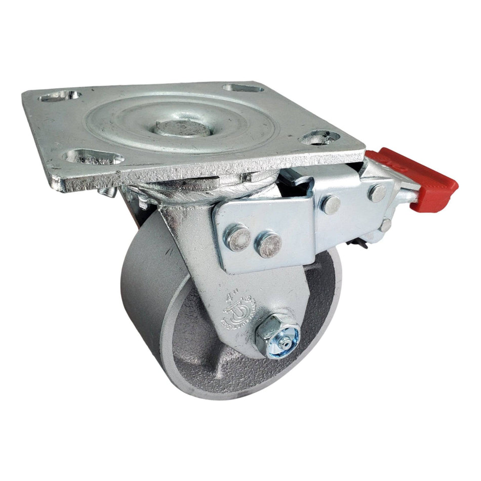 4" x 2" Semi-Steel Wheel Swivel Caster w/ Total Lock - Durable Superior Casters - product view 1