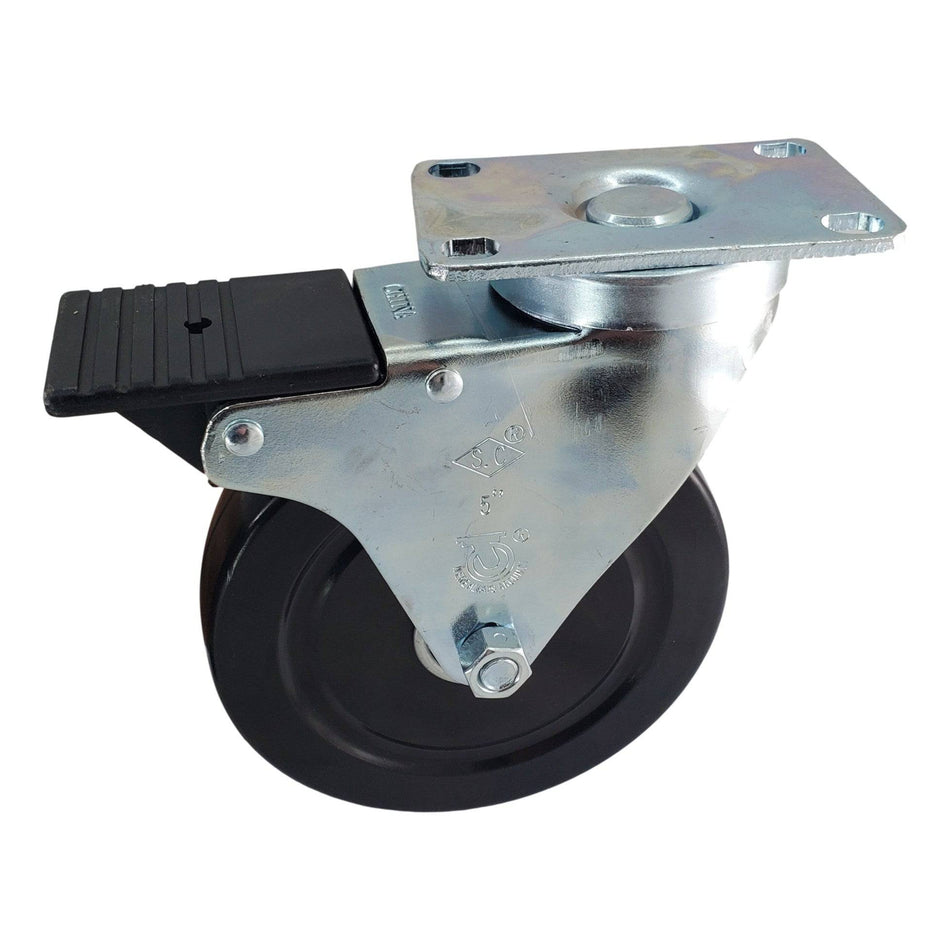 5" x 1-1/4" Hard Rubber Wheel Swivel Caster w/Total Lock Brake- 350 lbs. Capacity - Durable Superior Casters - product view 1