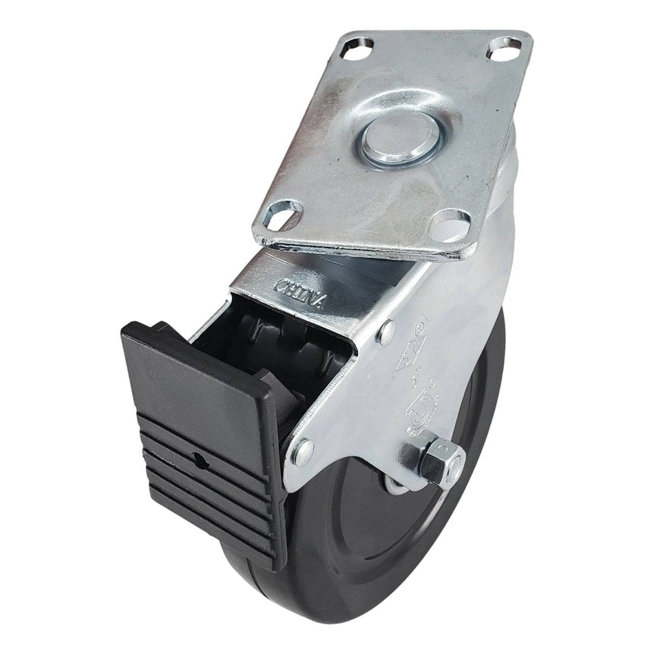 5" x 1-1/4" Hard Rubber Wheel Swivel Caster w/Total Lock Brake- 350 lbs. Capacity - Durable Superior Casters - product view 2