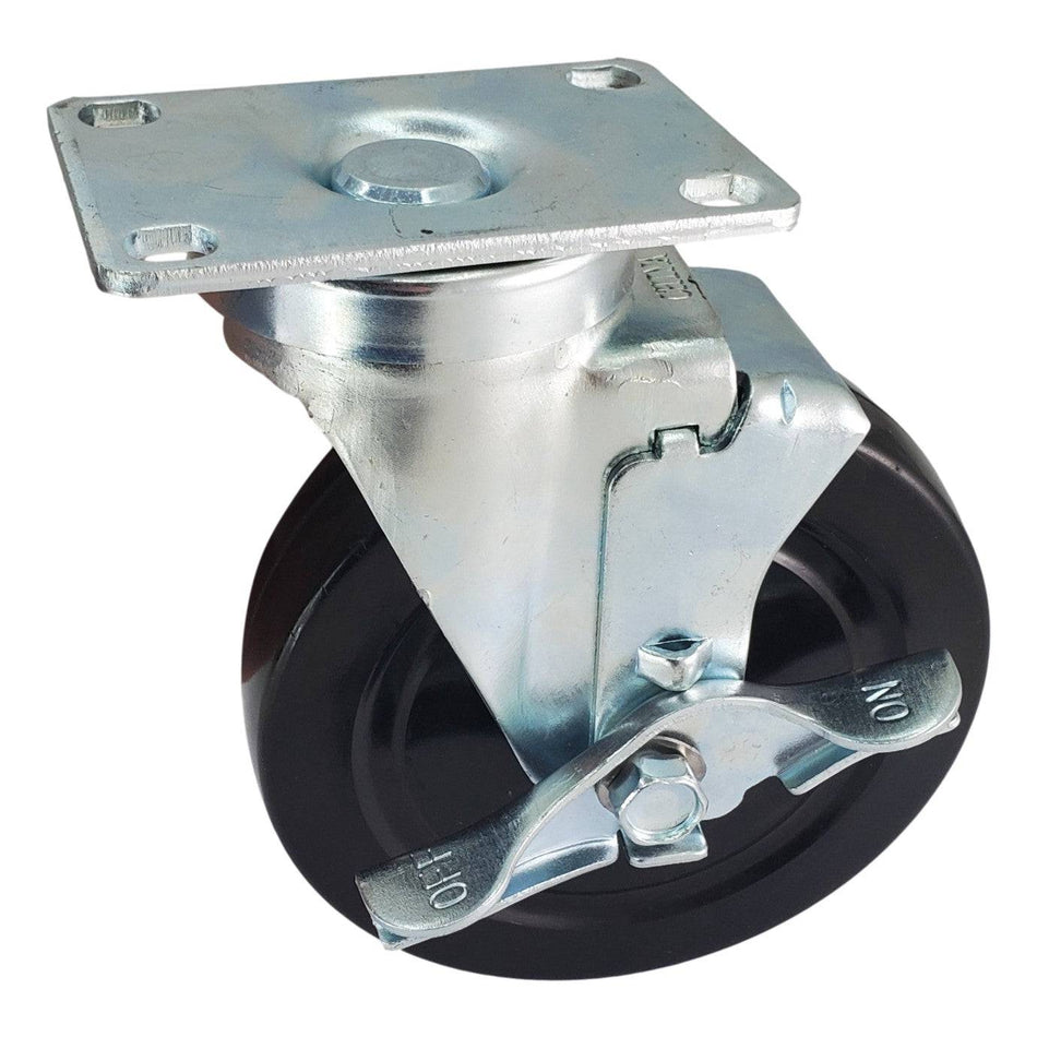 5" x 1-1/4" Hard Rubber Wheel Swivel Caster w/Top Lock Brake- 350 lbs. Capacity - Durable Superior Casters - product view 1