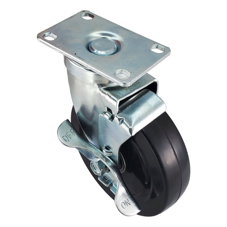 5" x 1-1/4" Hard Rubber Wheel Swivel Caster w/Top Lock Brake- 350 lbs. Capacity - Durable Superior Casters - product view 2