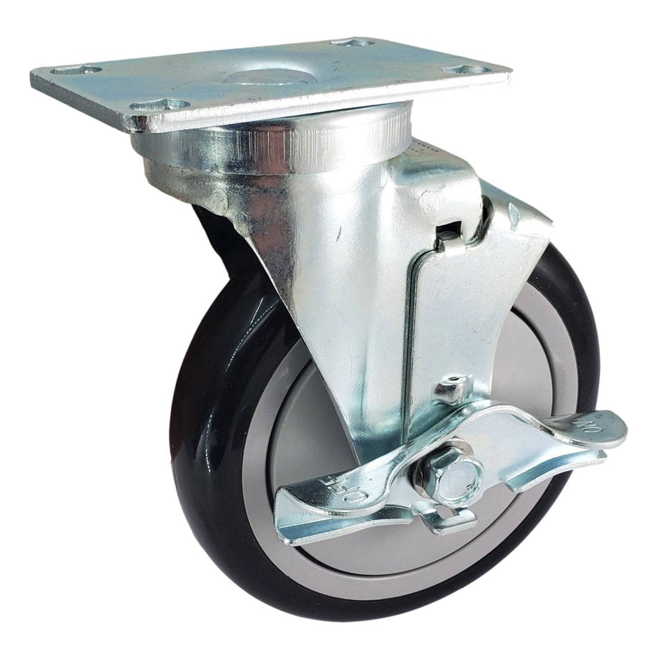 5" x 1-1/4" Poly-Pro Wheel Swivel Caster w/ Top Lock Brake - Durable Superior Casters - product view 1