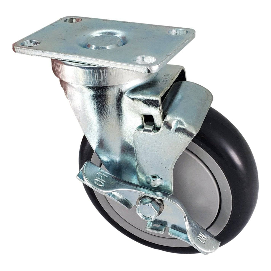 5" x 1-1/4" Poly-Pro Wheel Swivel Caster w/ Top Lock Brake - Durable Superior Casters - product view 2