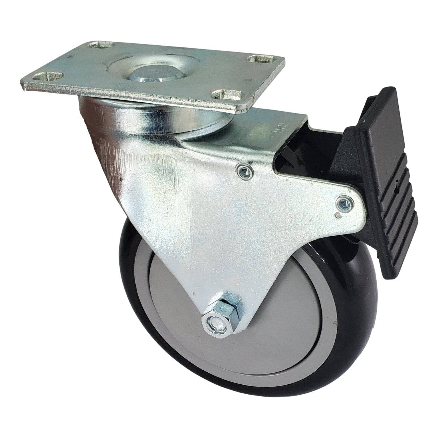 5" x 1-1/4" Poly-Pro Wheel Swivel Caster w/ Total Lock Brake - 350 lbs. Cap. - Durable Superior Casters