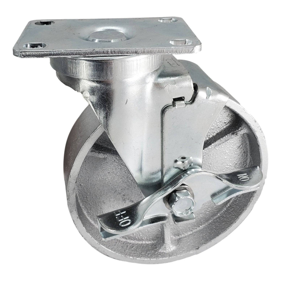 5" x 1-1/4" Semi-Steel Wheel Swivel Caster w/ Top Lock Brake - Durable Superior Casters - product view 1