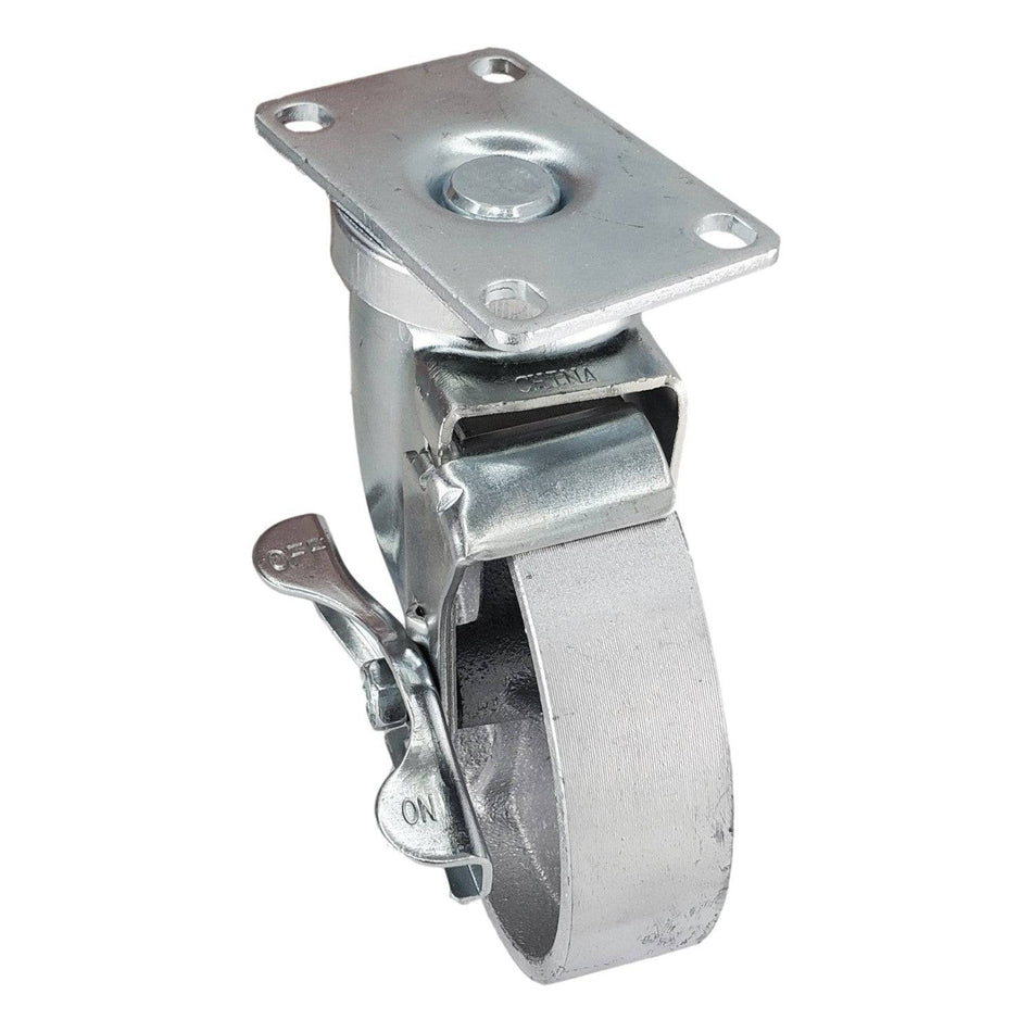 5" x 1-1/4" Semi-Steel Wheel Swivel Caster w/ Top Lock Brake - Durable Superior Casters - product view 2