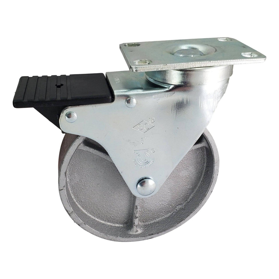 5" x 1-1/4" Semi-Steel Wheel Swivel Caster w/Total Lock Brake - Durable Superior Casters - product view 1