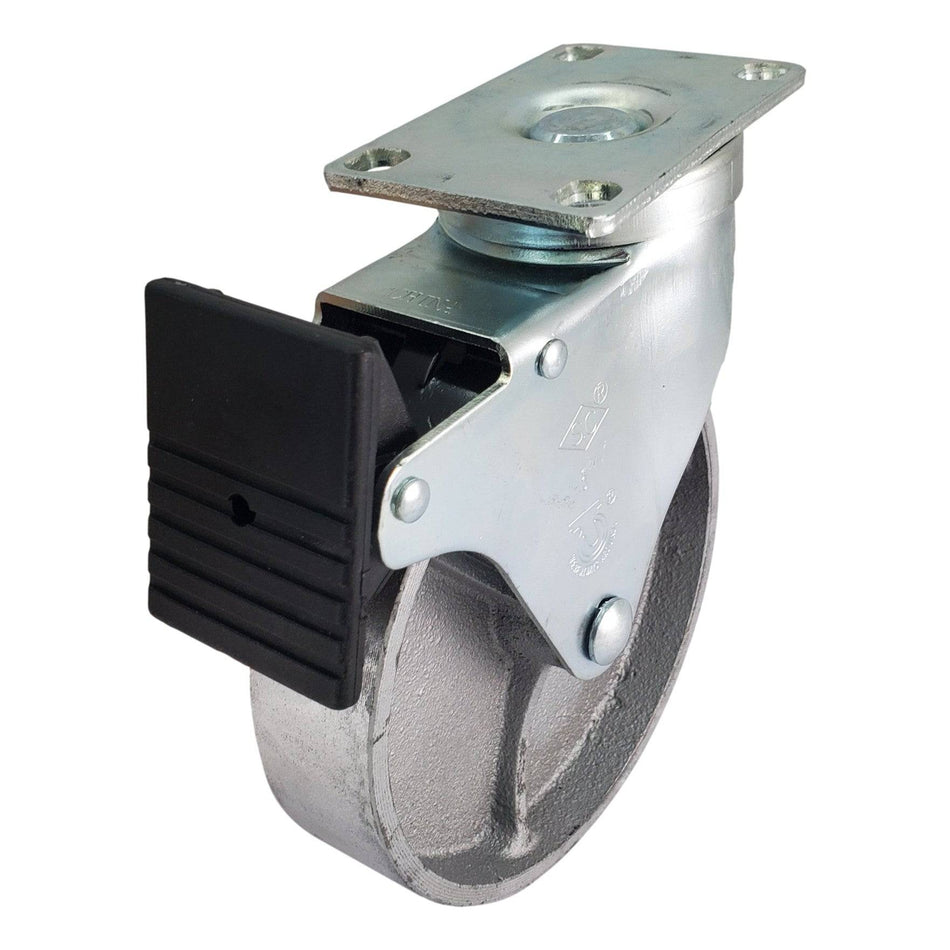 5" x 1-1/4" Semi-Steel Wheel Swivel Caster w/Total Lock Brake - Durable Superior Casters - product view 2