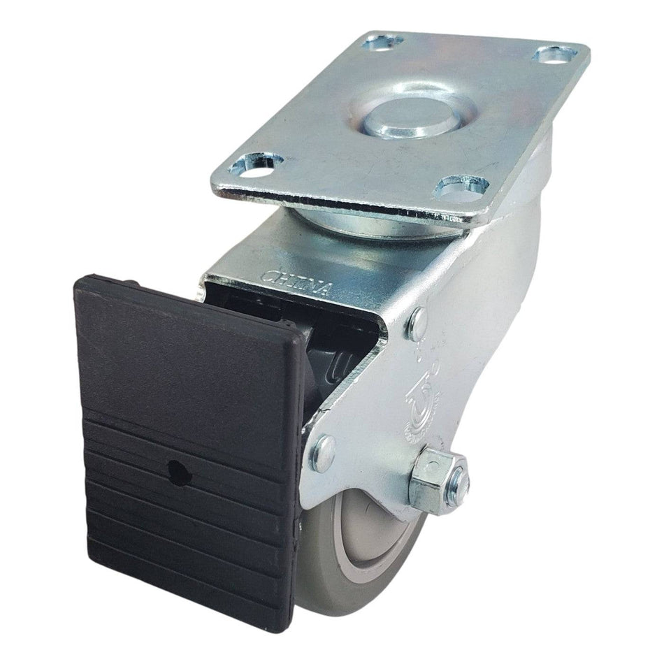 3" x 1-1/4" Poly Pro Wheel (Gray) w/ Total Lock Brake- 300 Lbs. Capacity - Durable Superior Casters - product view 2