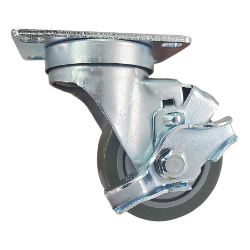 3" x 1-1/4" Poly Pro Wheel (Gray) w/ Top Lock Brake- 300 Lbs. Capacity - Durable Superior Casters - product view 1