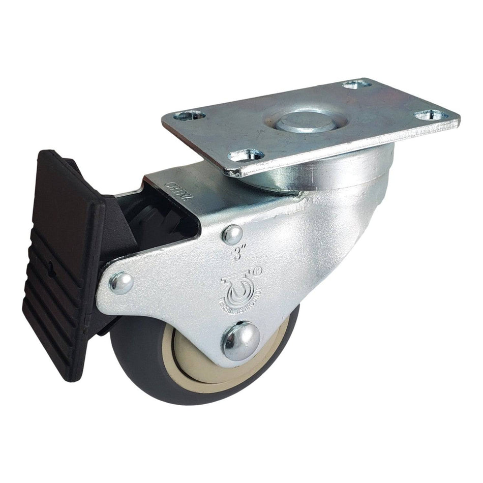 3" x 1-1/4" Thermo-Pro Wheel Swivel Caster w/Total Lock Brake - Durable Superior Casters - product view 2