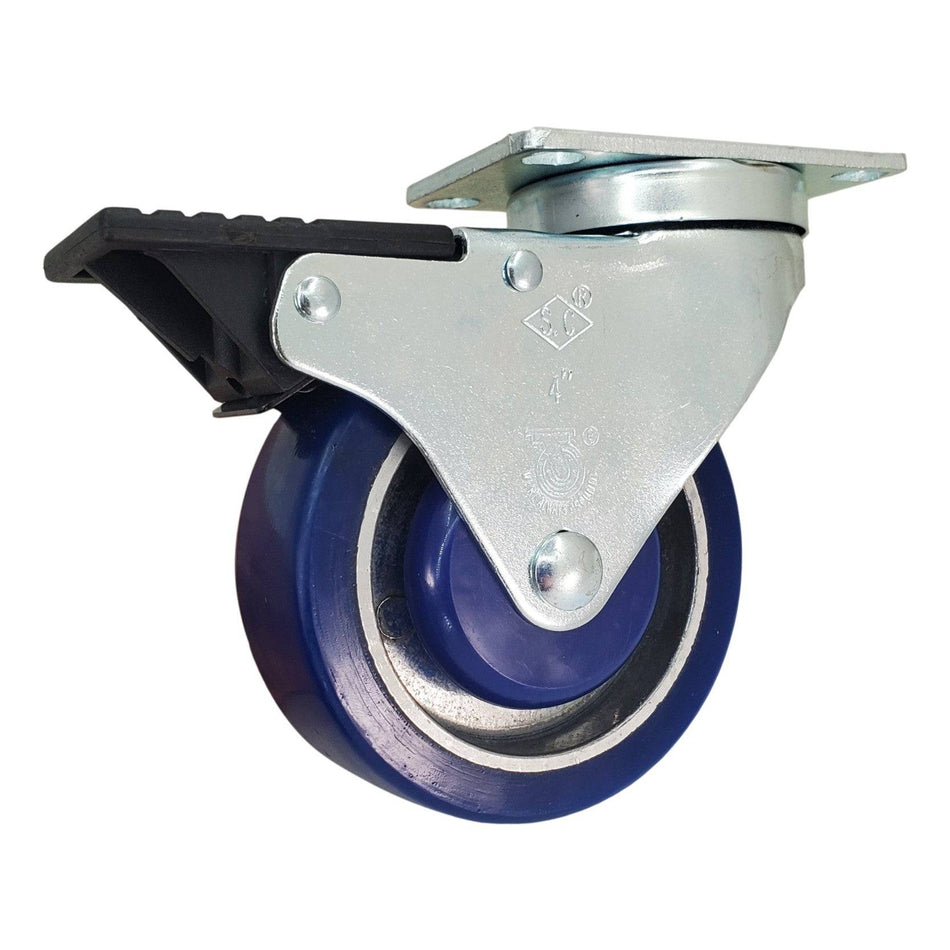4" x 1-1/4" Polyon Aluminum Wheel Swivel Caster w/ Total Lock Brake - Durable Superior Casters - product view 1