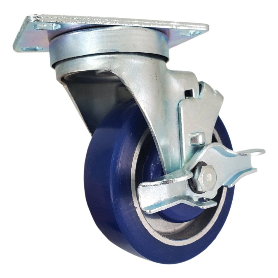 4" x 1-1/4" Polyon Aluminum Wheel Swivel Caster w/ Top Lock Brake - Durable Superior Casters - product view 1