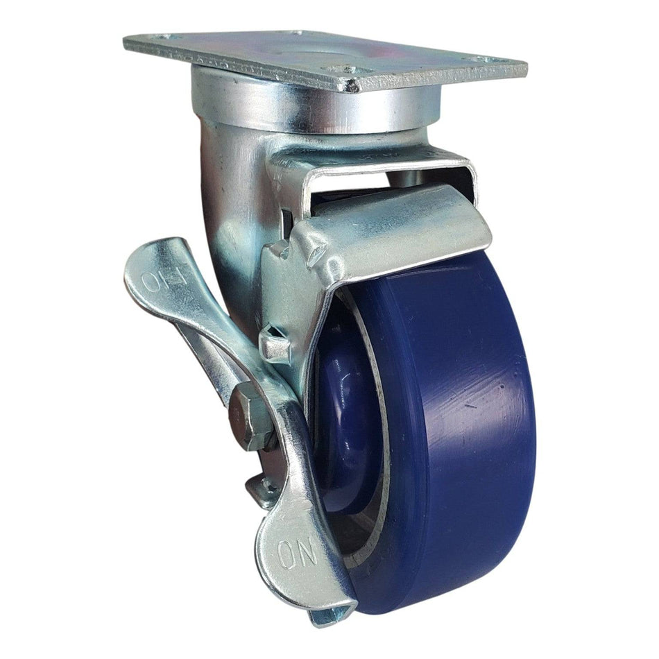4" x 1-1/4" Polyon Aluminum Wheel Swivel Caster w/ Top Lock Brake - Durable Superior Casters - product view 2