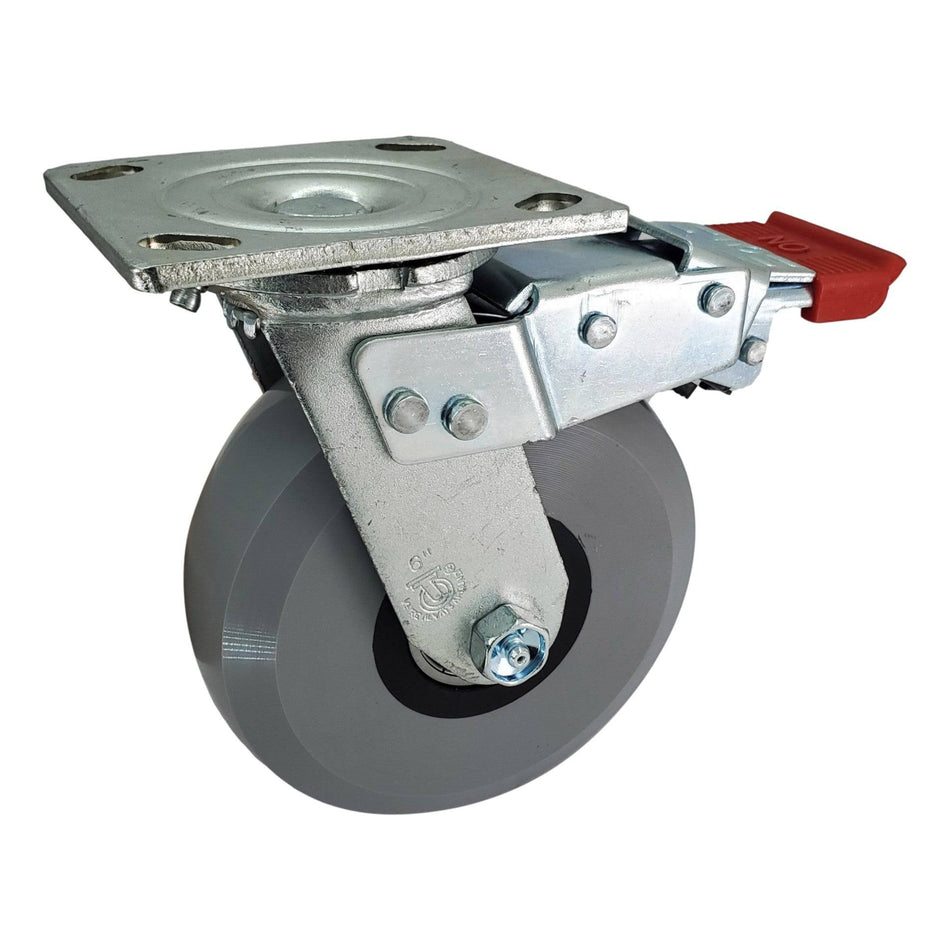 6" x 2" Ergolastomer Swivel Caster W/ Total Lock Brake - Durable Superior Casters - product view 1