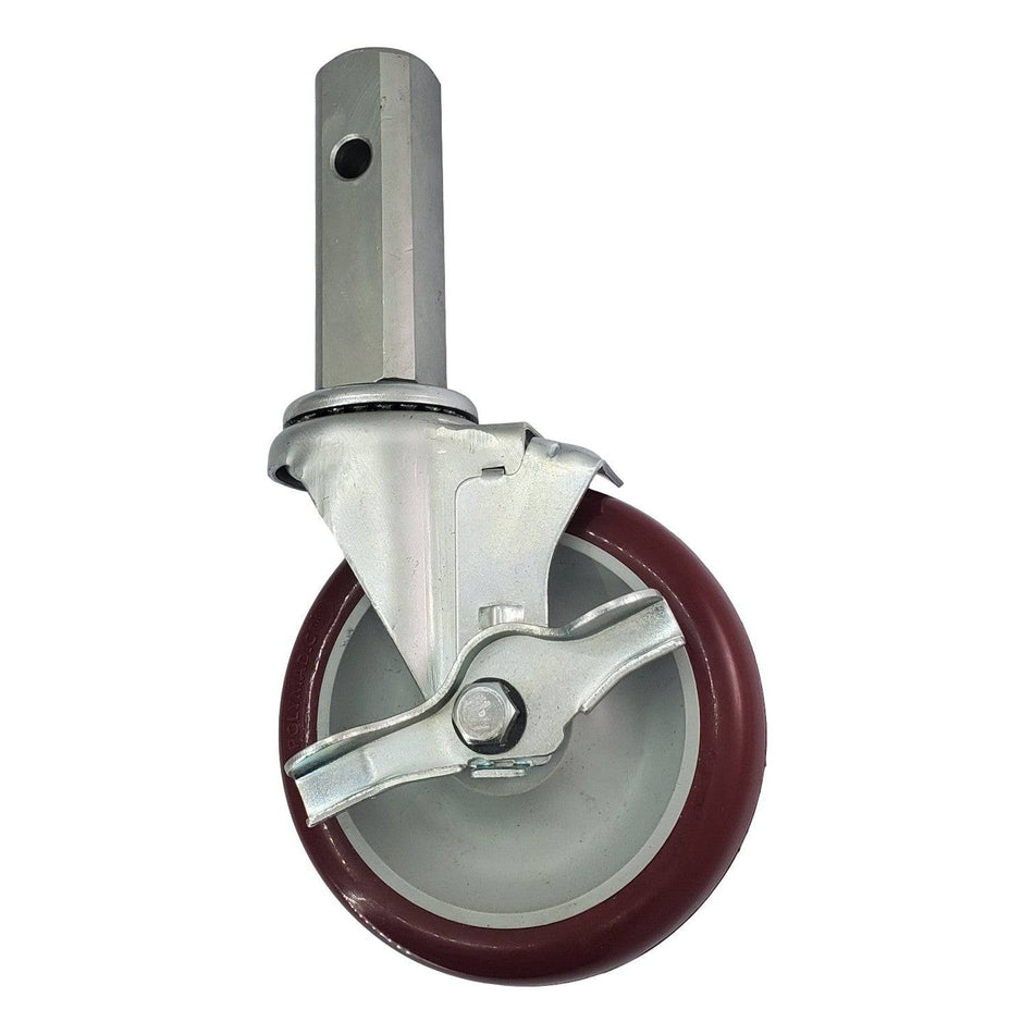 5" x 1-1/4" Polymadic Wheel Square Stem Swivel Scaffold Caster W/ Brake - Durable Superior Casters