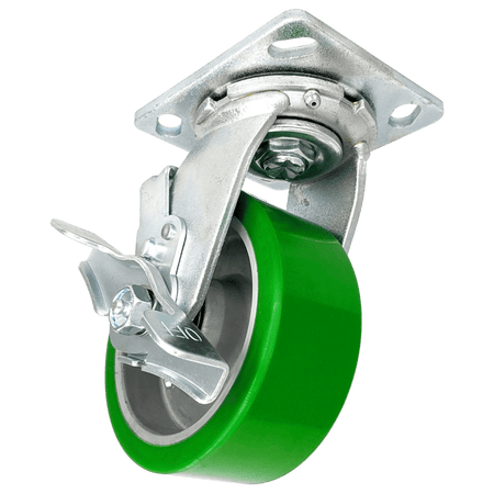 5" x 2" Polyon Aluminum Wheel Swivel Caster w/Top Lock Brake - 900 lbs. Capacity - Durable Superior Casters