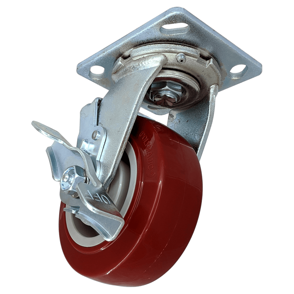5" x 2" Polymadic Wheel Swivel Caster w/ Top Lock Brake - Durable Superior Casters - product view 3