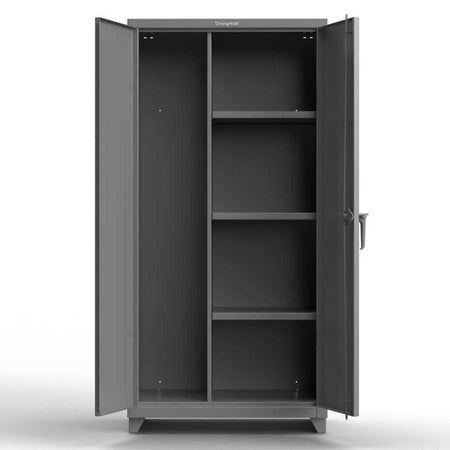 Extra Heavy Duty 14 GA Janitorial Cabinet with 3 Shelves - 36 In. W x 24 In. D x 75 In. H - Strong Hold