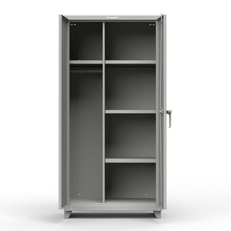 Extra Heavy Duty 14 GA Uniform Cabinet with 5 Shelves - 36 In. W x 24 In. D x 75 In. H - Strong Hold