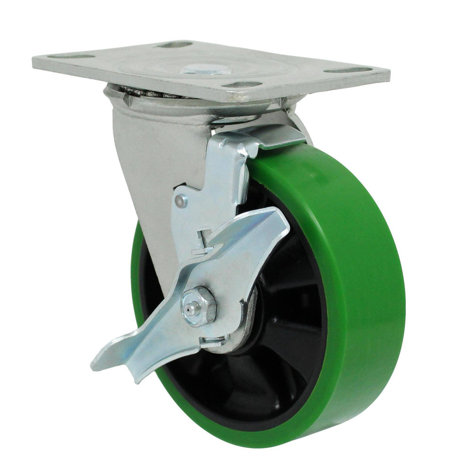 6" x 2" Polyon MaxRok Wheel Swivel Caster w/ Top Lock Brake - 1100 lbs. Capacity - Durable Superior Casters