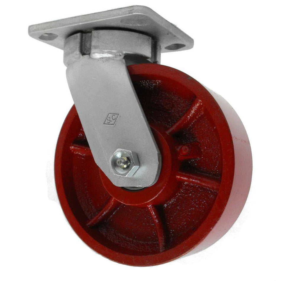 6" x 2" Ductile Steel Kingpinless Swivel Caster Heavy Duty, 2000# Cap - Durable Superior Casters