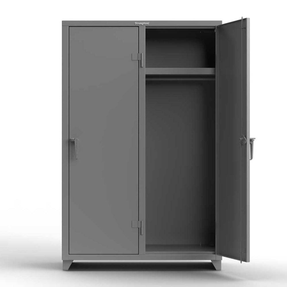 Extra Heavy Duty 14 GA Single-Tier Locker with Shelf and Hanger Rod, 2 Compartments - 48 in. W x 24 in. D x 75 in. H - Strong Hold